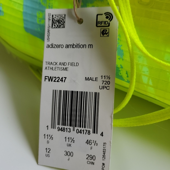 Adidas Adizero Ambition Men Size 12 Track and Field Running Shoes FW2247 - Picture 7 of 8